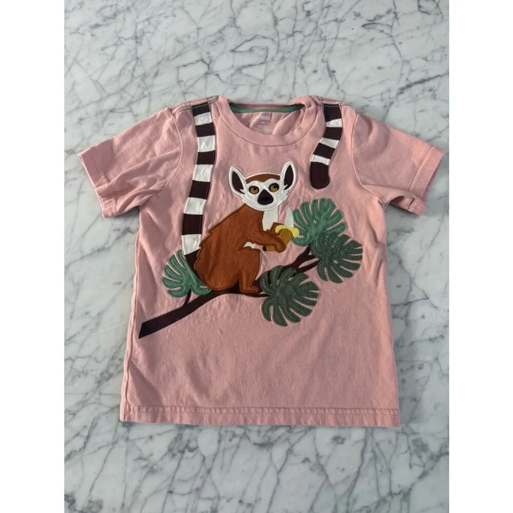 Gymboree Embroidered Lemur Top - Safari - Pink Sz 4T